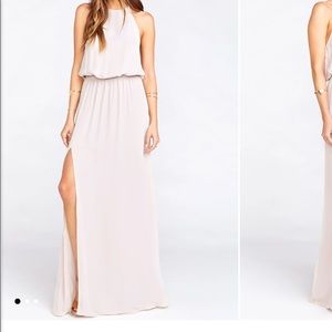 Show Me Your MuMu Blush Halter Maxi Dress with Thigh Slit